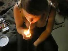 Blonde smoking cigarettes and sucking dick