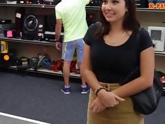 Hot ass coed posed naked and got fucked at the pawnshop