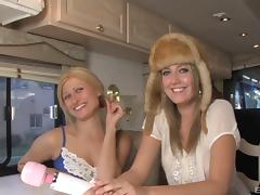 Girls in the RV get to sample the pleasures of big black cock