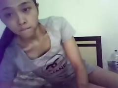 Chinese Slut plays while husband is in next room