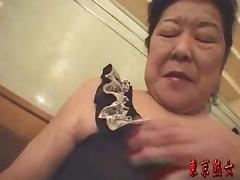 Japanese granny enjoying sex