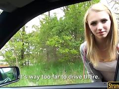 Cutie Beatrix Glower hitchhikes and gets drilled in the car