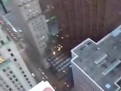43rd floor balcony blowjob and cumshot