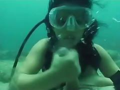 Scuba brunette knows how to suck