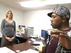 Office girl Darryl Hanah enjoys banging by big black cock in interracial sex