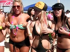 Blazing outdoors bikini party with doting amateur cowgirls