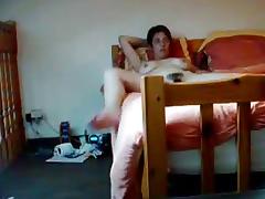 My enjoyable woman masturbating on sofa caught by hidden webcam
