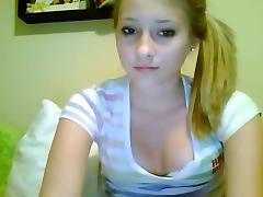 Pretty blonde immature webcam pussy play