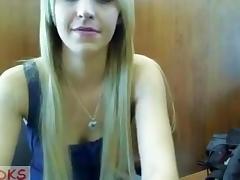 Blonde immature slut teases on a webcam