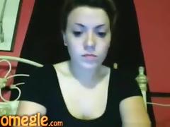 girl sees a dick on omegle, can't resist her hormones and masturbates.