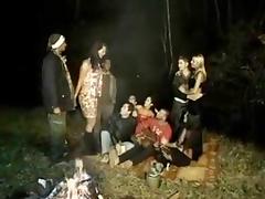 Devilish outdoor gangbang