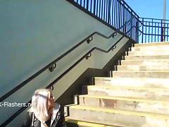 Blonde amateur babe Lissas public flashing and homemade voyeur footage
