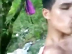 Latina girl fucks her bf in the forest