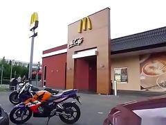 German mccafÐ³Â© employee fucks a customer outside in public