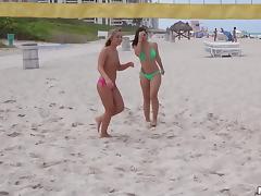 Sluts from the beach follow guys home for a foursome