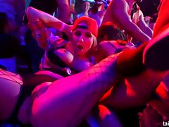 Party girls and the guys they lust after have sex in the club