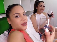 In the condo for flirty dick sucking and lesbian group fun