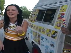 Ice cream man and the sexy cheerleader fucking in his van