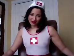 Webcam girl dressed up to instruct