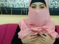 Beautiful arab girl in hijab masturbates
