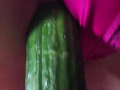 BBW slut pet-cucumber with fuchsia panties still on 3