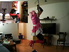 Sissy sluts self bondage suspension