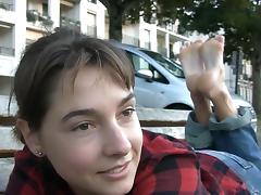 French Brunette Show Her Stinky Feet