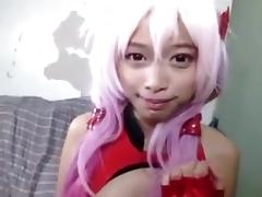 Asian whore in cosplay fuck show