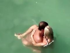 Chubby blonde nudist with her man