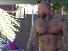 Big horny dude masturbates in the open and gets his desires fulfilled