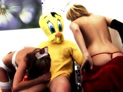Kinky threesome with a bird dude? and Paige Ashley & Antonia Deona
