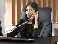 Brunette boss Sasha Rose demands from her employee to fuck her
