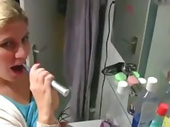 German making a delicious blowjob in the bathroom