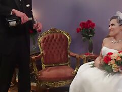 Future bride tranny TS Foxxy enjoys fuck with a stranger on the bed