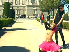 Pink haired Erika Sevilla tied and humiliated in the public place