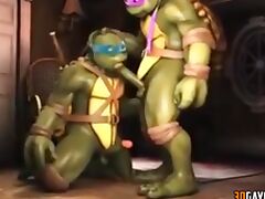 3D gay game with Ninja Turtles banging in different positions