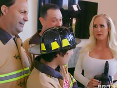 Photographer Brandi Love fucked from behind by a firefighter