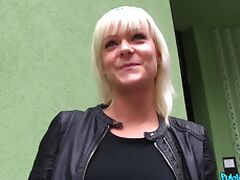 Kinky blonde slut Corinne Worder gets cum all over her back tattoo