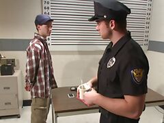 Gay offices fucks his helpless convict in the police station