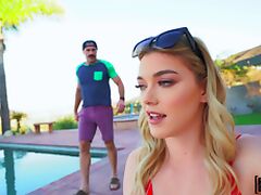 Close up fucking by the pool with stunning blonde Anny Aurora