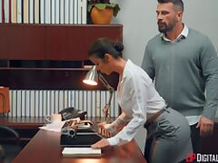 Office lady Alexis Faws with glasses fucked on the table hard