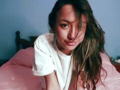 Solo model Camila Luna loves playing with her puss in the morning