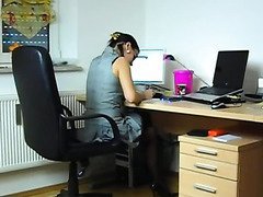 Office slut fucks around at work