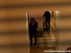 Hardcore fucking in the public corridor performed by a couple of nymphomaniacs
