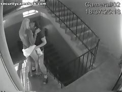 Couple uses Staircase for an Emergency Fuck