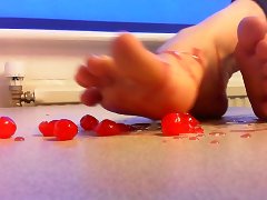 Sticky boyfeet crushing cherries