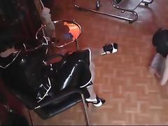 Strict Mature Dominatrix Humiliates and Whips Her Hooded Sex Slave