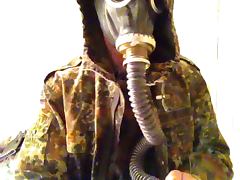 fun in bdu and gas mask