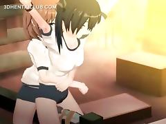 Tied up hentai girl gets cunt vibed hard