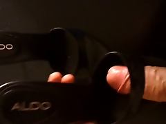 cum blast on black aldo heels slides